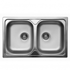 Прямокутна кухонна мийка з двома чашами Interline ECD 195 нержавіюча сталь/декор