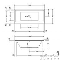 Акрилова ванна прямокутна 190х90, що вбудовується або для облицювання панелями Duravit Starck 700340