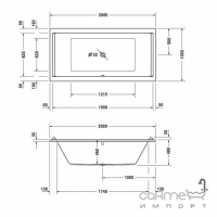 Акриловая ванна прямоугольная 200х100 встраиваемая или для облицовки панелями Duravit Starck 700341