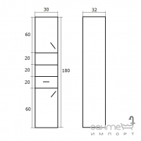 Пенал для ванной комнаты подвесной EGOA MGL-1, коричневый (левый/правый)