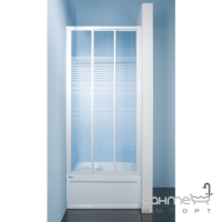 Дверь в нишу раздвижная 3х-створчатая Sanplast DTR-c-90-S W4, профиль белый, прозр. стекло с рисунком