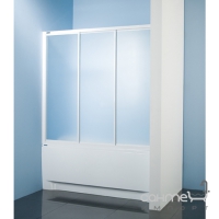 Штора на ванну раздвижная 3х-створчатая Sanplast DTr-c-W-150, профиль белый, матовое стекло