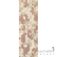 Плитка настенная, геометрический декор 25x75 Ceramika Color Dekor Livorno Geo (бежевая/коричневая)