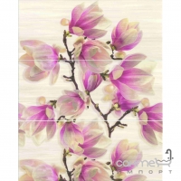 Плитка настенная, декор с цветами 25x60 Ceramika Color Dekor Sensa Magnolia Bis