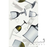 Плитка настенная, декор бокалы 25x40 Ceramika Color Dekor Wino Bianco