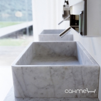 Раковина прямоугольная на столешницу Agape Carrara ACER0730P белый мрамор