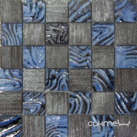 Плитка настенная, декор под мозаику 30x30 Unicer LUX CONTRACT AZUL (серо-синяя, металлик)