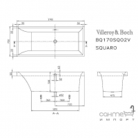 Ванна прямоугольная Villeroy&Boch Squaro UBQ170SQR2V-01
