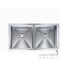 Кухонная мойка на две чаши CM SPA Glamour 128Х5 нержавеющая сталь сатин