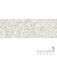 Плитка настенная, цветочный декор 25X75 Opoczno PRET-A-PORTER WHITE INSERTO FLOWER