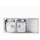 Кухонна мийка на дві чаші з сушкою  CM SPA Cometa 11447 нержавіюча сталь сатин, ліва