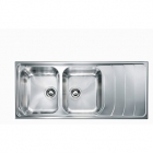 Кухонна мийка на дві чаші з сушкою  CM SPA Battigia 10747 нержавіюча сталь сатин, ліва