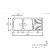 Кухонная мойка на две чаши с сушкой CM SPA Cometa 11447 нержавеющая сталь сатин, левая