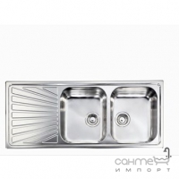 Кухонна мийка на дві чаші з сушкою  CM SPA Cometa 11447 нержавіюча сталь сатин, права
