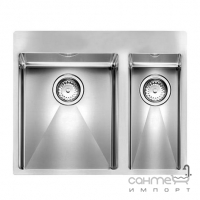 Кухонная мойка на полторы чаши CM SPA Filoraggiato 12045 нержавеющая сталь сатин, левая