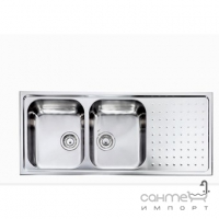 Кухонна мийка на дві чаші з сушкою  CM SPA Punto Plus 11Х07 нержавіюча сталь, ліва