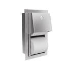 Встраиваемый держатель туалетной бумаги для двух бытовых рулонов металлический Merida 0031 сатин
