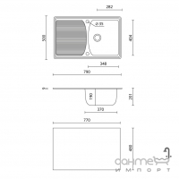 Гранитная кухонная мойка с сушкой Granitika Cube Long CL785020 цвета в ассортименте