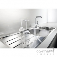 Кухонна мийка на півтори чаші з сушкою  Blanco Axis 6 II S-IF 516530 ліва, дзеркальна нержавіюча сталь