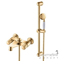 Настенный смеситель для ванны Yatin Carving Gold 8065020VF с ручным душем и душевым шлангом золото 
