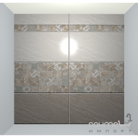 Настенная плитка, декор 250x500 Береза Керамика Рамина Серый