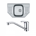 Кутове кухонна мийка Franke Polar PXL 612-E декор + змішувач Narew 35 Plus + сифон 101.0444.134
