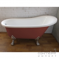 Отдельностоящая акриловая ванна на хромированных львиных лапах с переливом Atlantis C-3015 красная