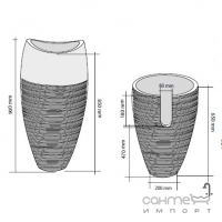 Раковина підлогова IMSO Ceramiche sferico D 45 камінь, кольори в асортименті