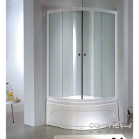 Напівкругла душова кабіна 90х90 Keramac 8140 профіль білий, скло fabric