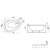 Асиметрична ванна Polimat Standard 130x85 P 00343 біла, права
