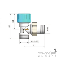 Клапан термостатический для подключения радиатора Schlosser 601200005 никель