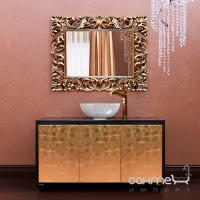 Тумба напольная для ванной комнаты 900 без раковины Marsan Penelope в цвете, фасад серебро/золото