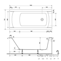 Прямоугольная акриловая ванна Cersanit Korat 150x70 с креплениями