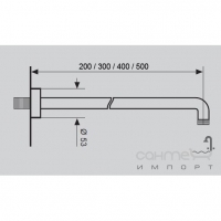 Настенный кронштейн для верхнего душа 300 мм Emmevi C00679CR хром