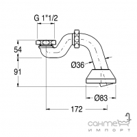 Сифон для окремої ванни латунний S-подібний з розеткою для з'єднання з підлогою Silfra AS 050.92 бронза